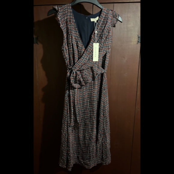 Lenon x Anthropologie Matilda Plaid/Checkered Faux Wrap Ciffon Dress Size XS - Picture 5 of 16